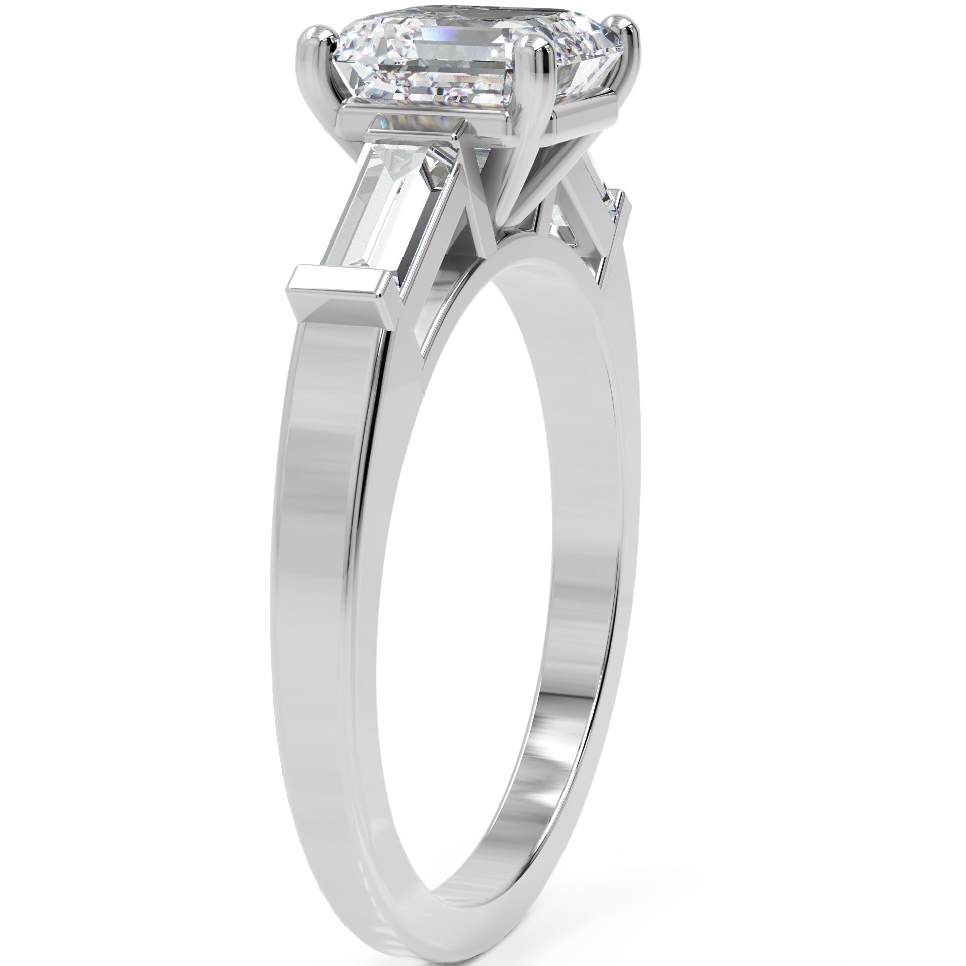 Inel de Logodnă Pave Ava cu Trei Moissanite de 2.6 ct din Platina - Castelo.ro