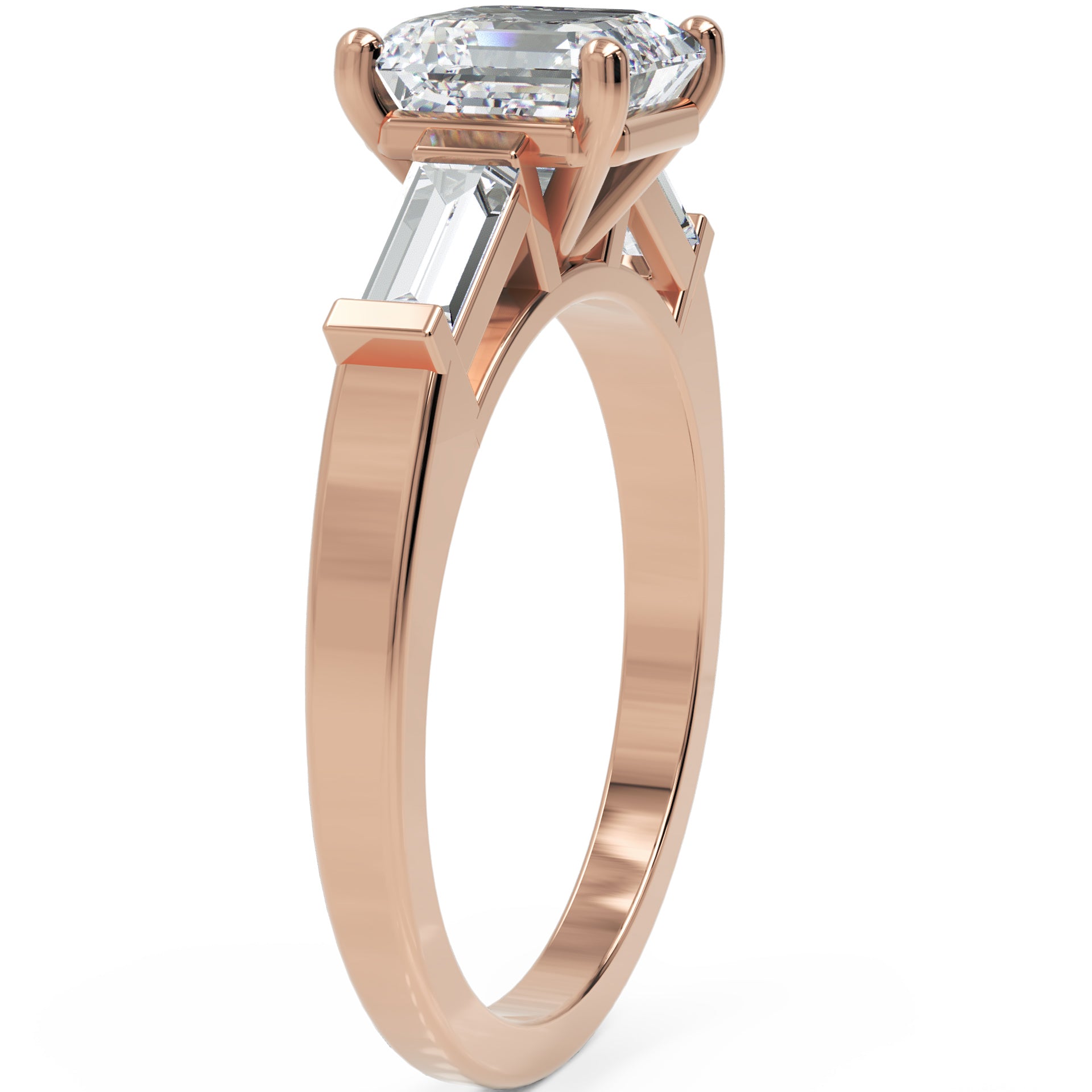 Inel de Logodnă Pave Ava cu Trei Moissanite de 2.6 ct din 18k Aur Roz - Castelo.ro