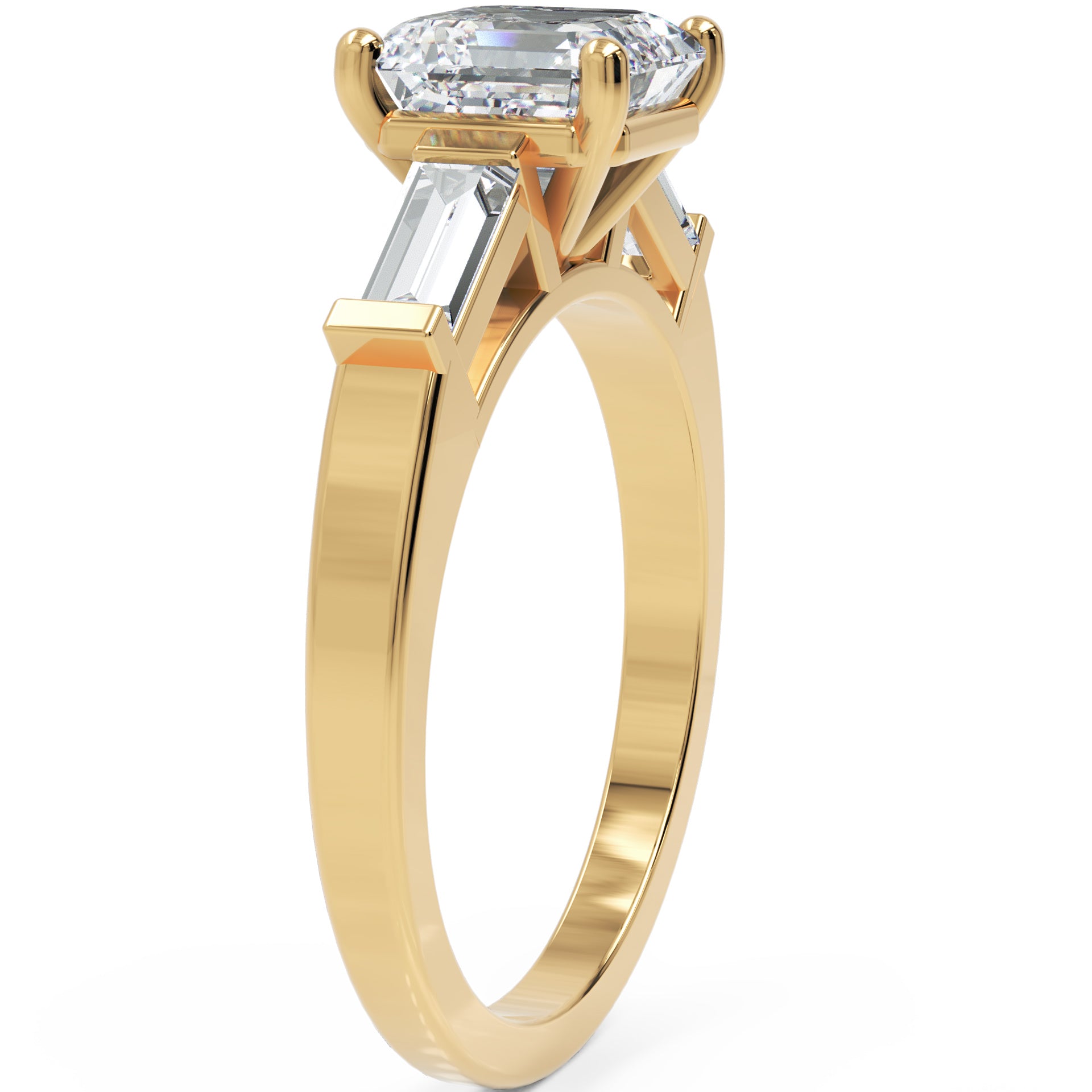 Inel de Logodnă Pave Ava cu Trei Moissanite de 2.6 ct din 18k Aur Galben - Castelo.ro