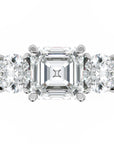 Inel de Logodnă Pave Ava cu Trei Moissanite de 2.6 ct din Platina - Castelo.ro