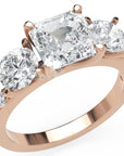 Inel de Logodnă Pave Ava cu Trei Moissanite de 2.6 ct din 18k Aur Roz - Castelo.ro