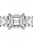 Inel de Logodnă Pave Ava cu Trei Moissanite de 2.6 ct din 18k Aur Roz - Castelo.ro