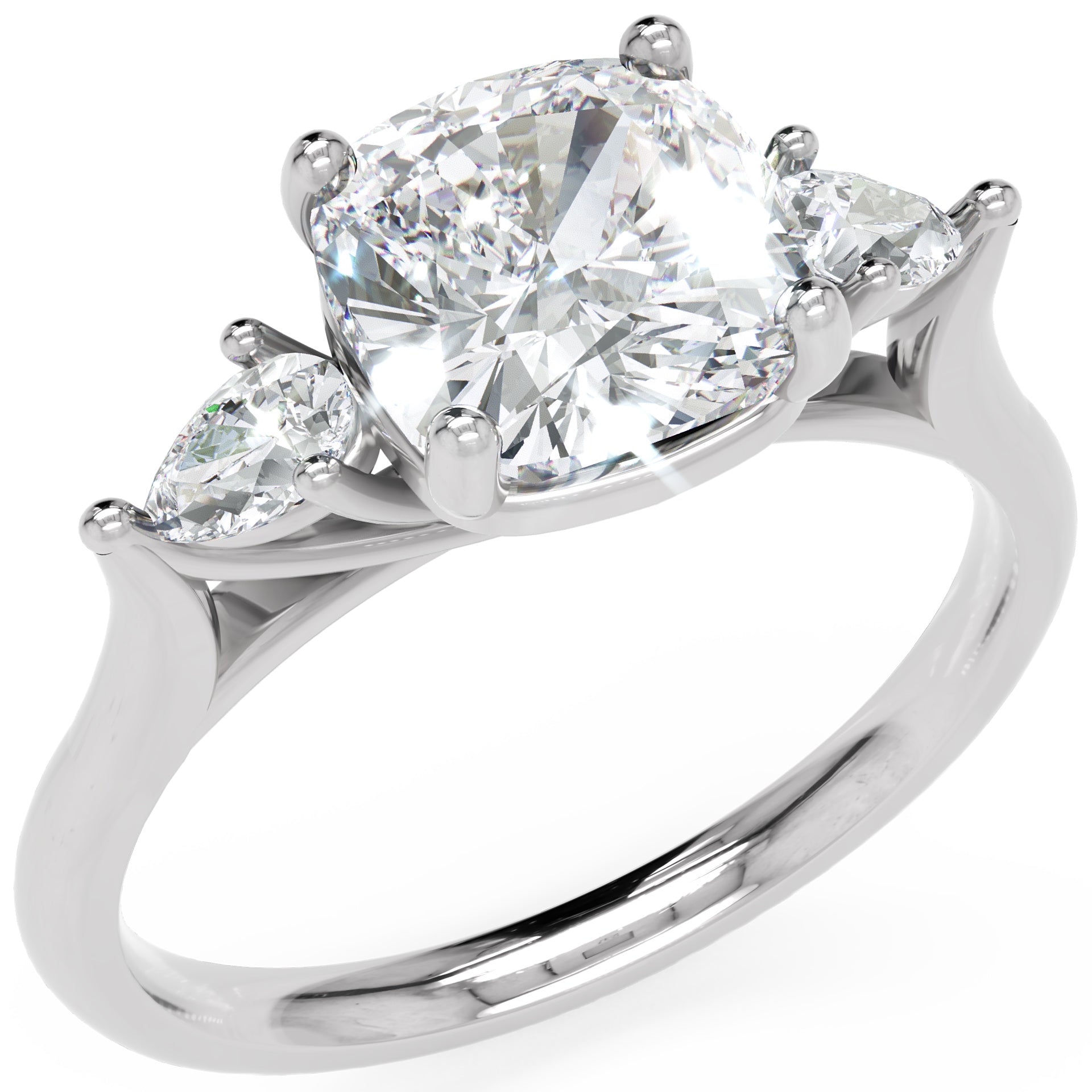 Inel de Logodnă L'Amour din Aur 14k cu Trei Moissanite de 1.7 ct din 14k Aur Alb - Castelo.ro