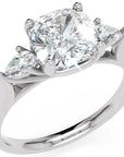 Inel de Logodnă L'Amour din Aur 14k cu Trei Moissanite de 1.7 ct din 14k Aur Alb - Castelo.ro