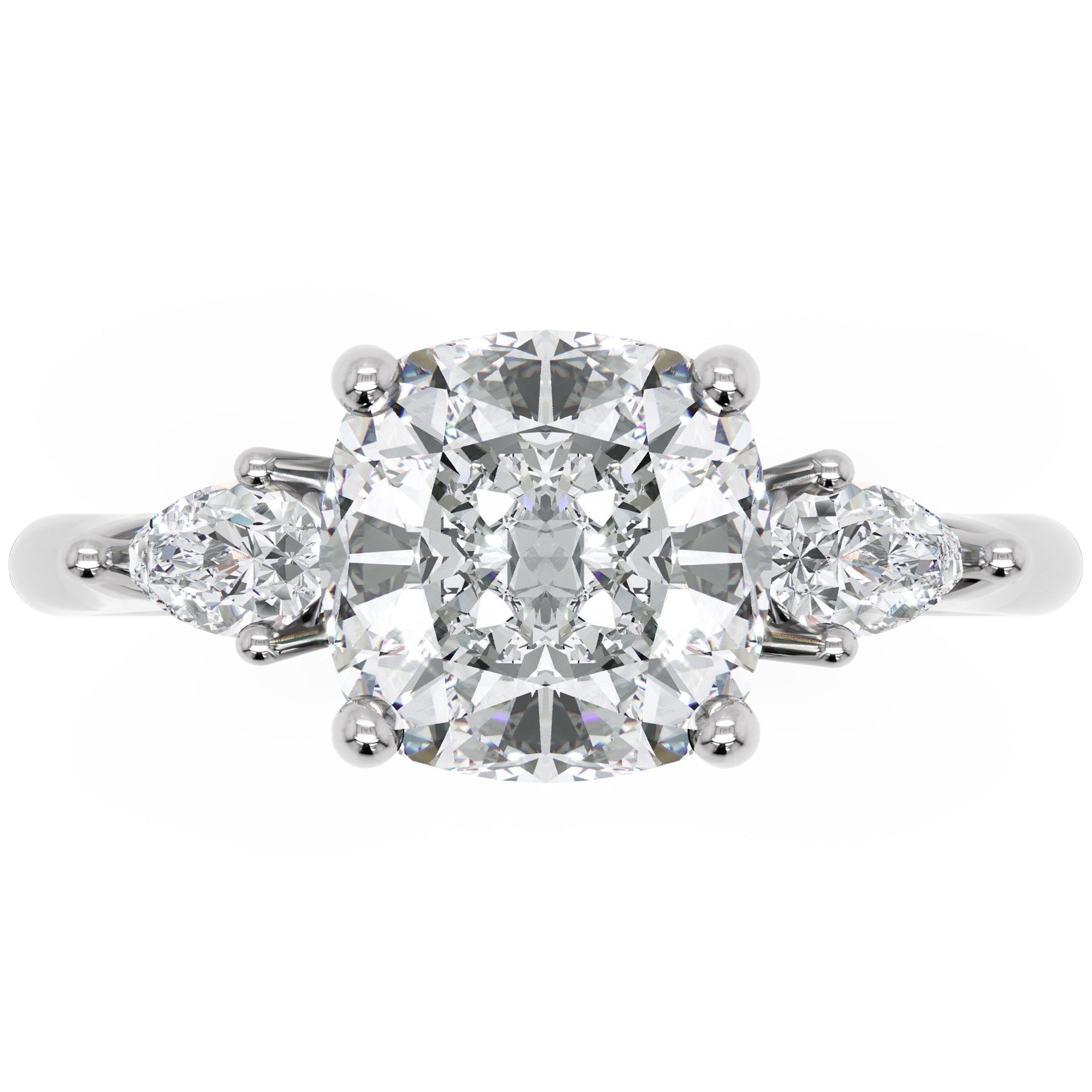 Inel de Logodnă L'Amour din Aur 14k cu Trei Moissanite de 1.7 ct din 14k Aur Alb - Castelo.ro