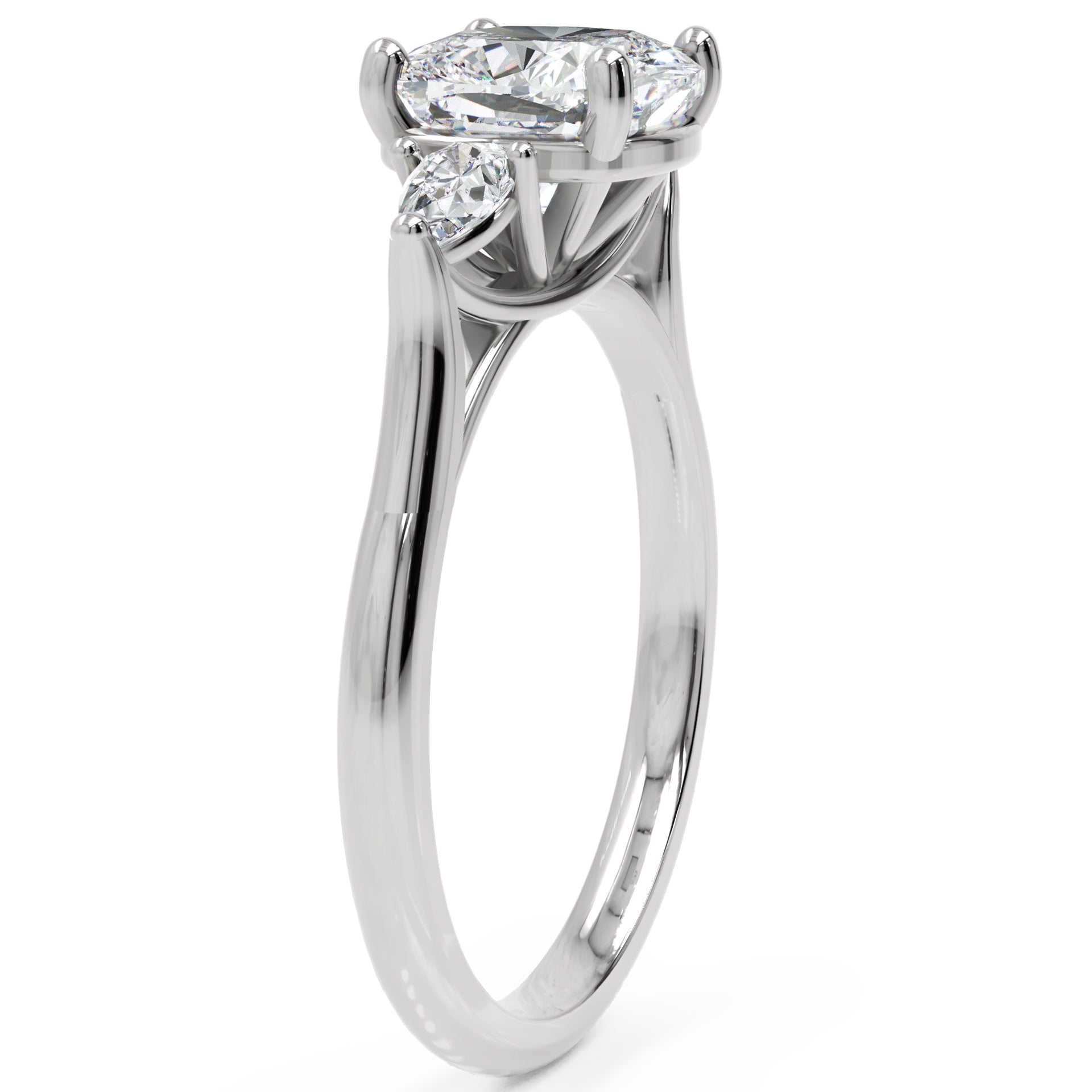 Inel de Logodnă L'Amour din Aur 14k cu Trei Moissanite de 1.7 ct din 14k Aur Alb - Castelo.ro