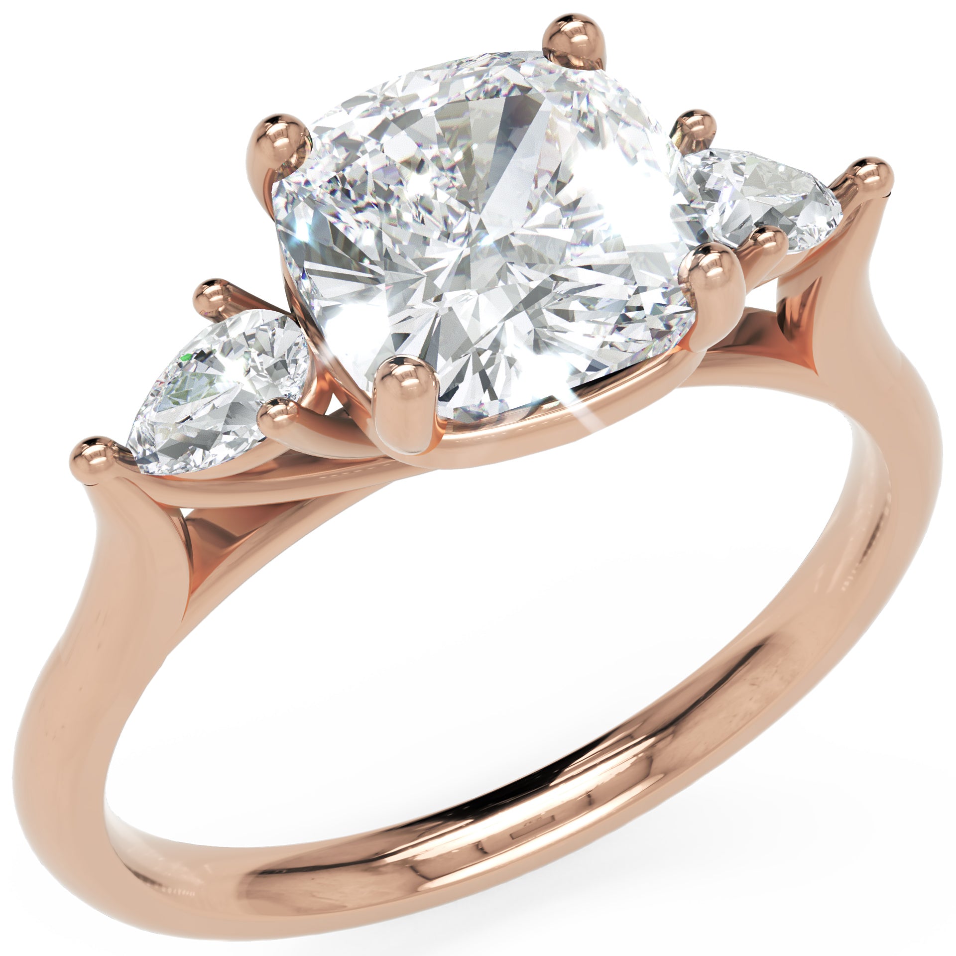 Inel de Logodnă L'Amour din Aur 14k cu Trei Moissanite de 1.7 ct din 14k Aur Roz - Castelo.ro