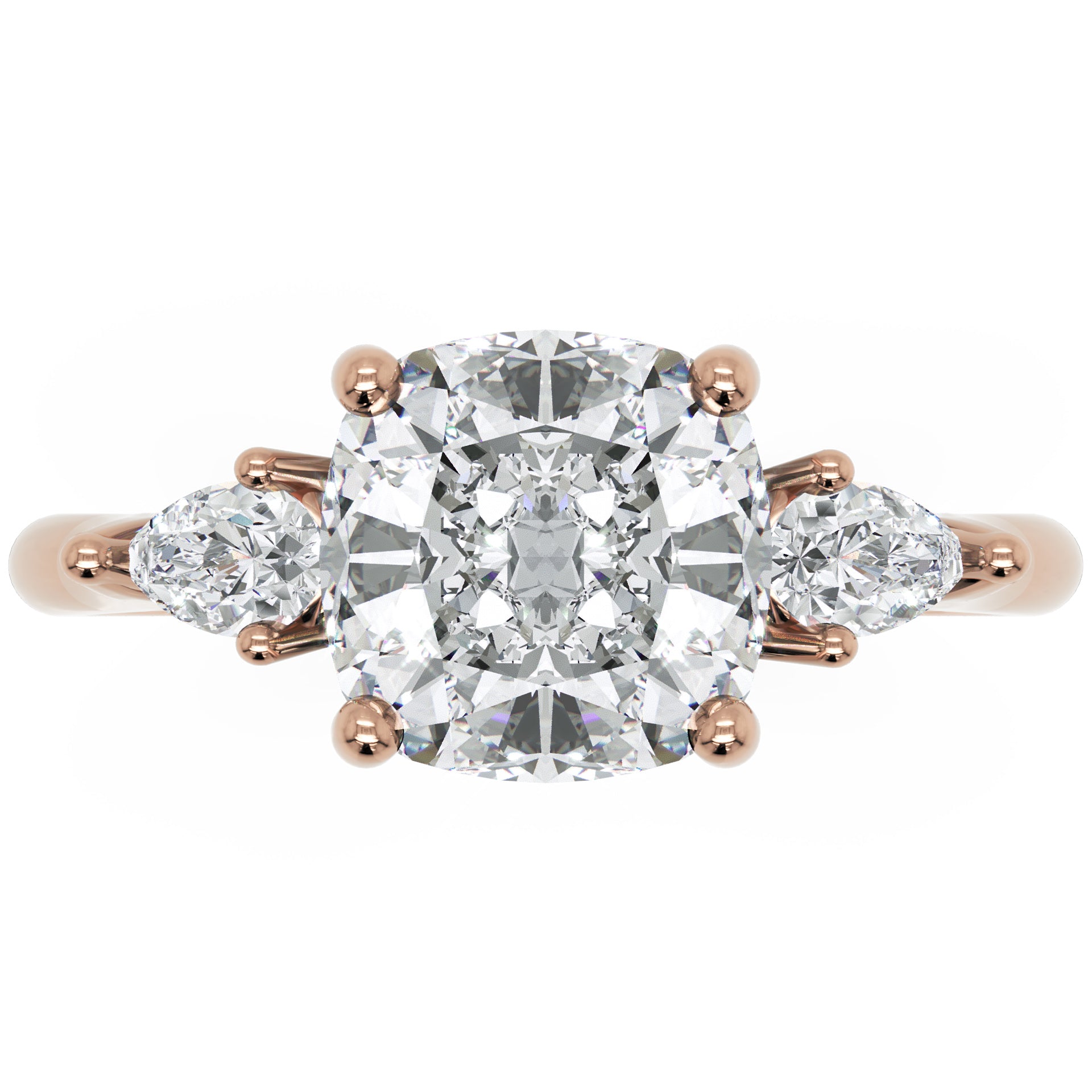 Inel de Logodnă L'Amour din Aur 14k cu Trei Moissanite de 1.7 ct din 14k Aur Roz - Castelo.ro