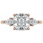 Inel de Logodnă L'Amour din Aur 14k cu Trei Moissanite de 1.7 ct din 14k Aur Roz - Castelo.ro