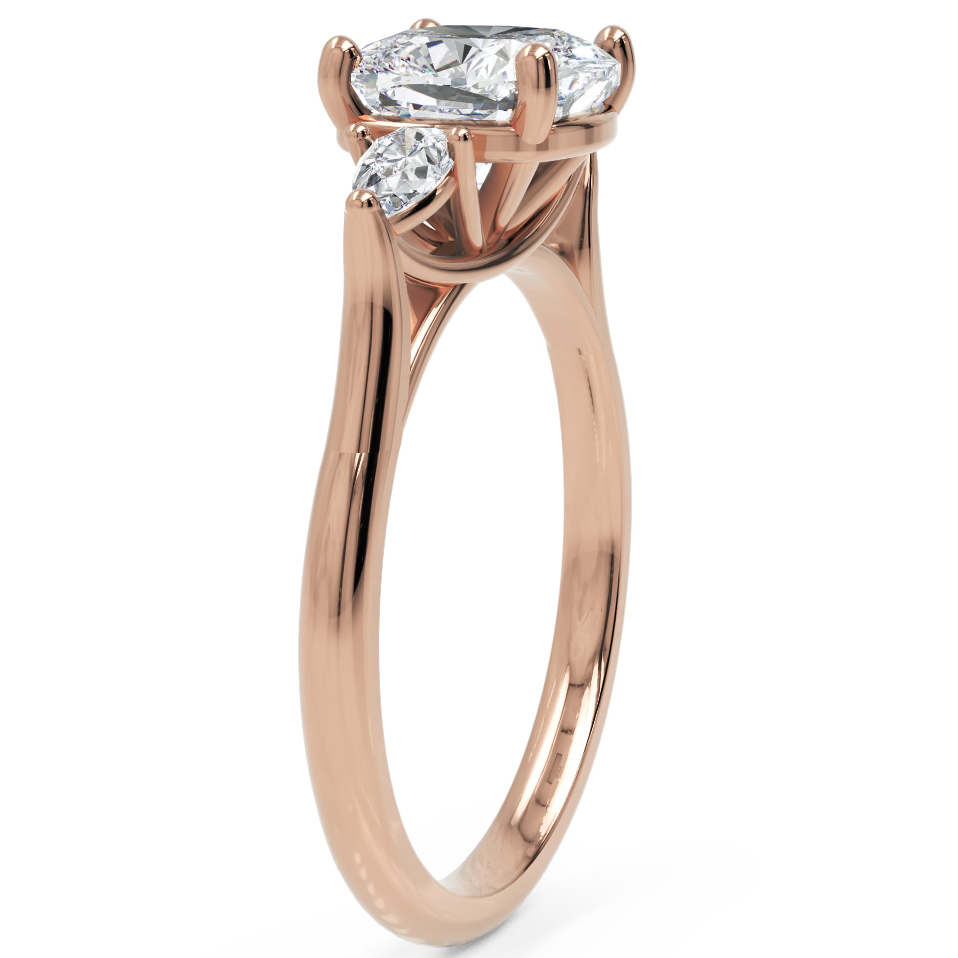 Inel de Logodnă L'Amour din Aur 14k cu Trei Moissanite de 1.7 ct din 14k Aur Roz - Castelo.ro