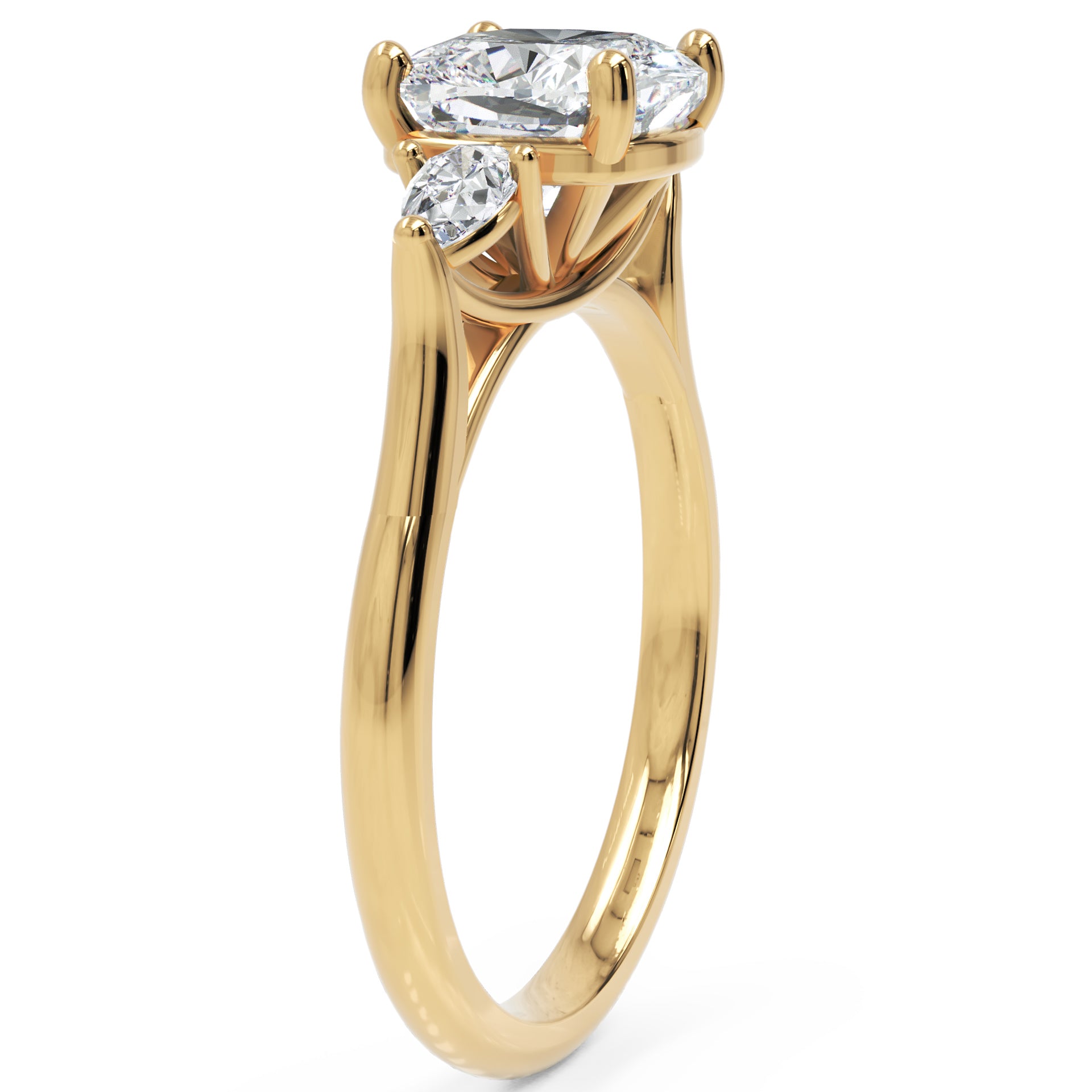 Inel de Logodnă L'Amour din Aur 14k cu Trei Moissanite de 1.7 ct din 14k Aur Galben - Castelo.ro