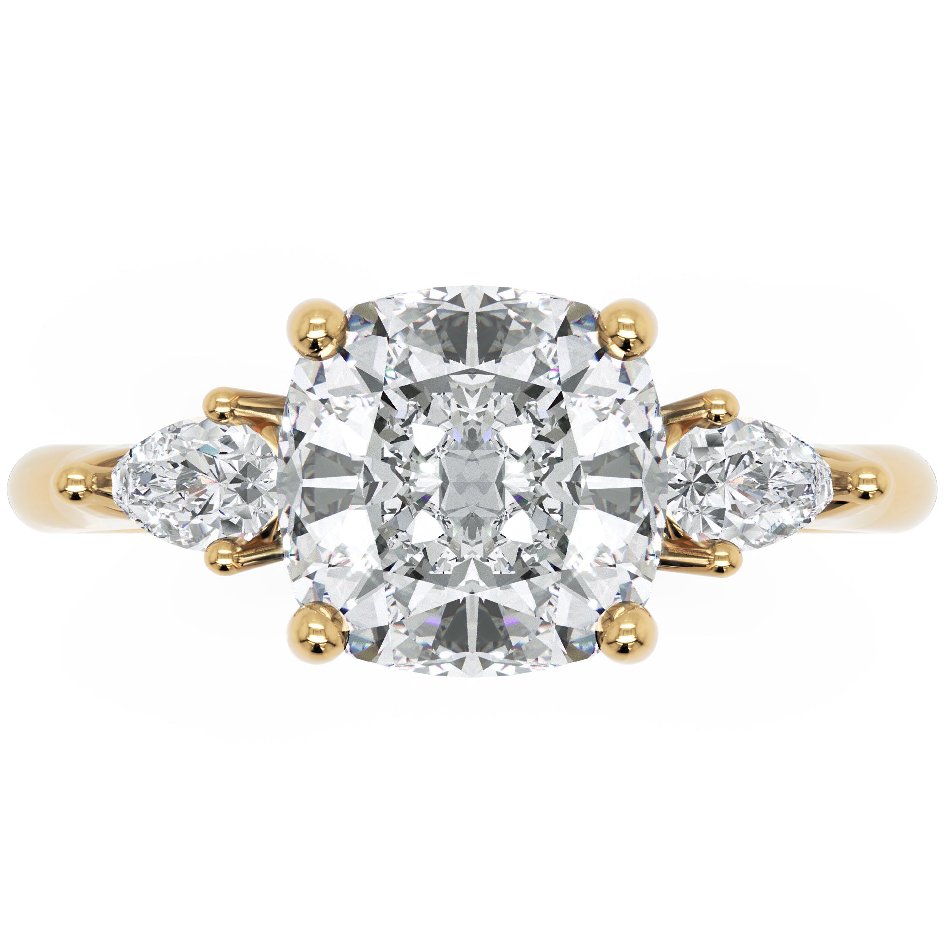 Inel de Logodnă L'Amour din Aur 14k cu Trei Moissanite de 1.7 ct din 14k Aur Galben - Castelo.ro