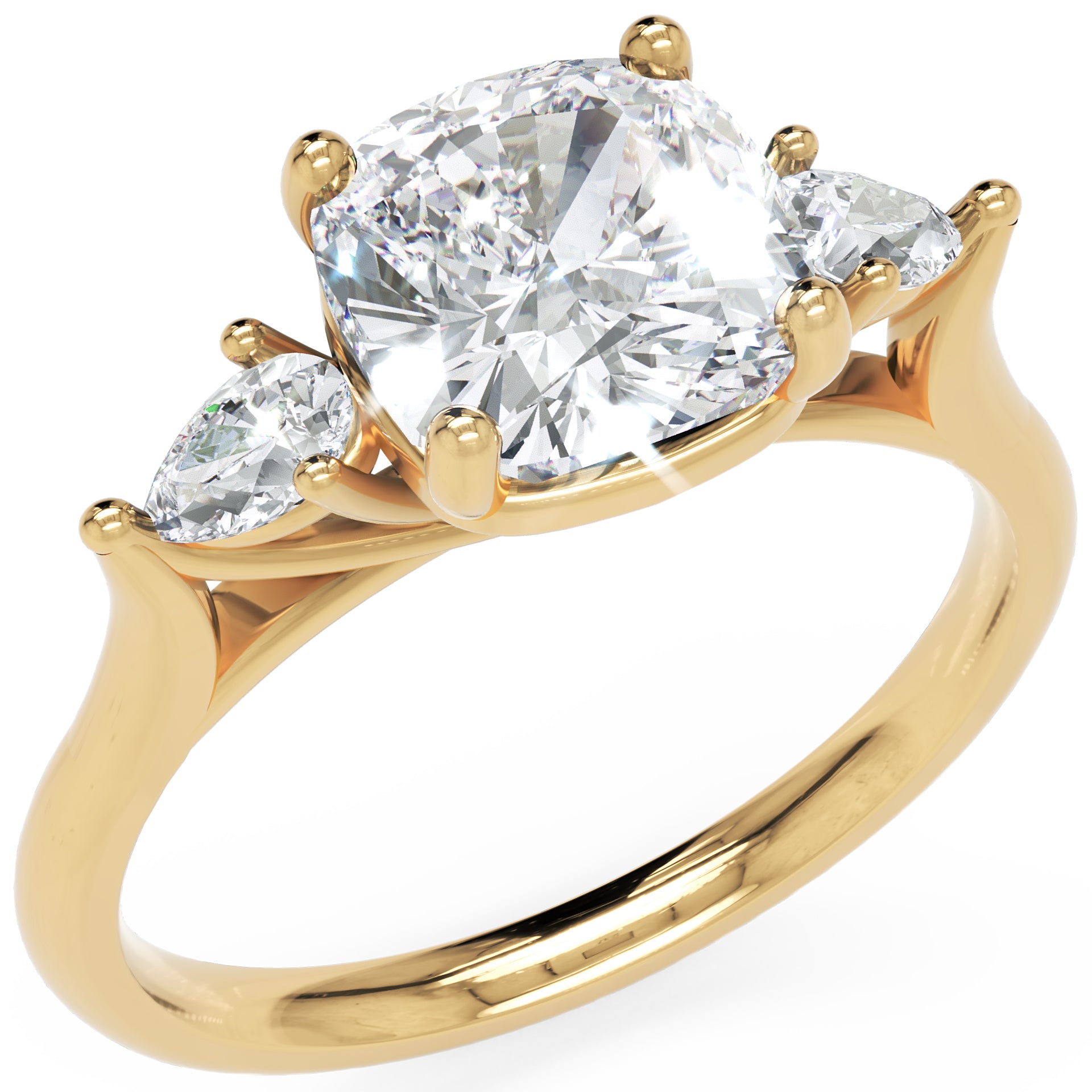 Inel de Logodnă L'Amour din Aur 14k cu Trei Moissanite de 1.7 ct din 14k Aur Galben - Castelo.ro