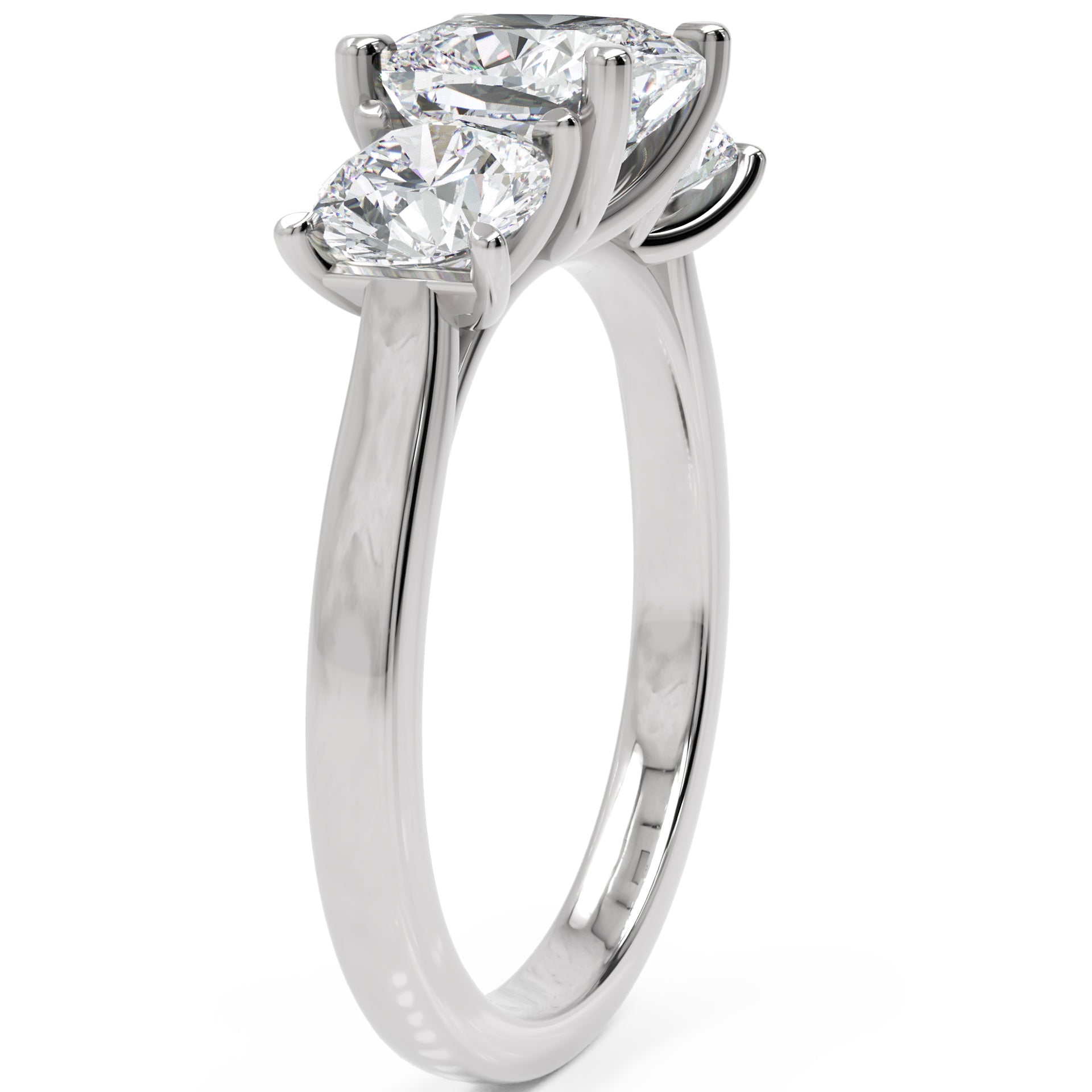 Inel de Logodnă Sabrina din Aur 14k cu Trei Moissanite de 2.45 ct din 14k Aur Alb - Castelo.ro