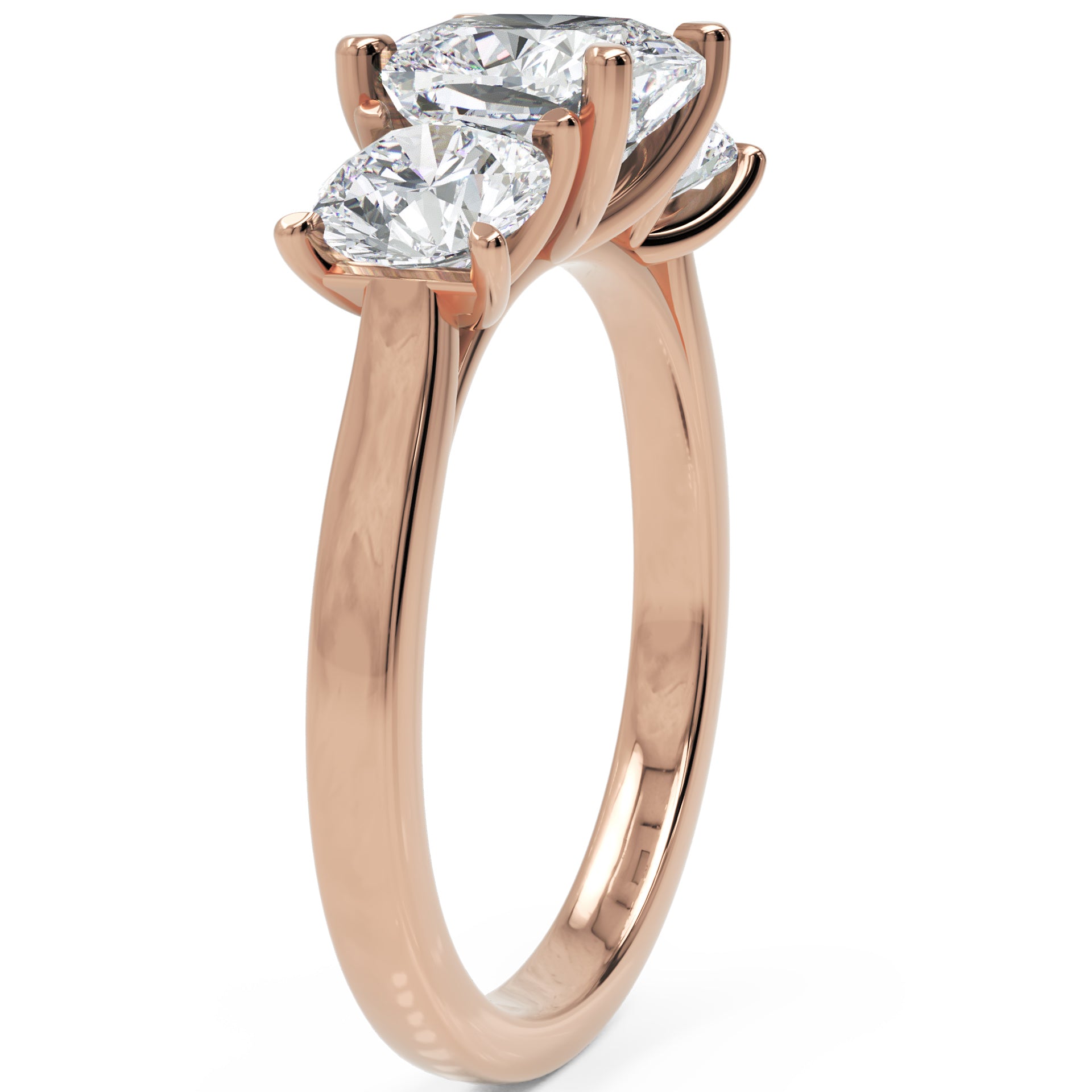 Inel de Logodnă Sabrina din Aur 14k cu Trei Moissanite de 2.45 ct din 14k Aur Roz - Castelo.ro