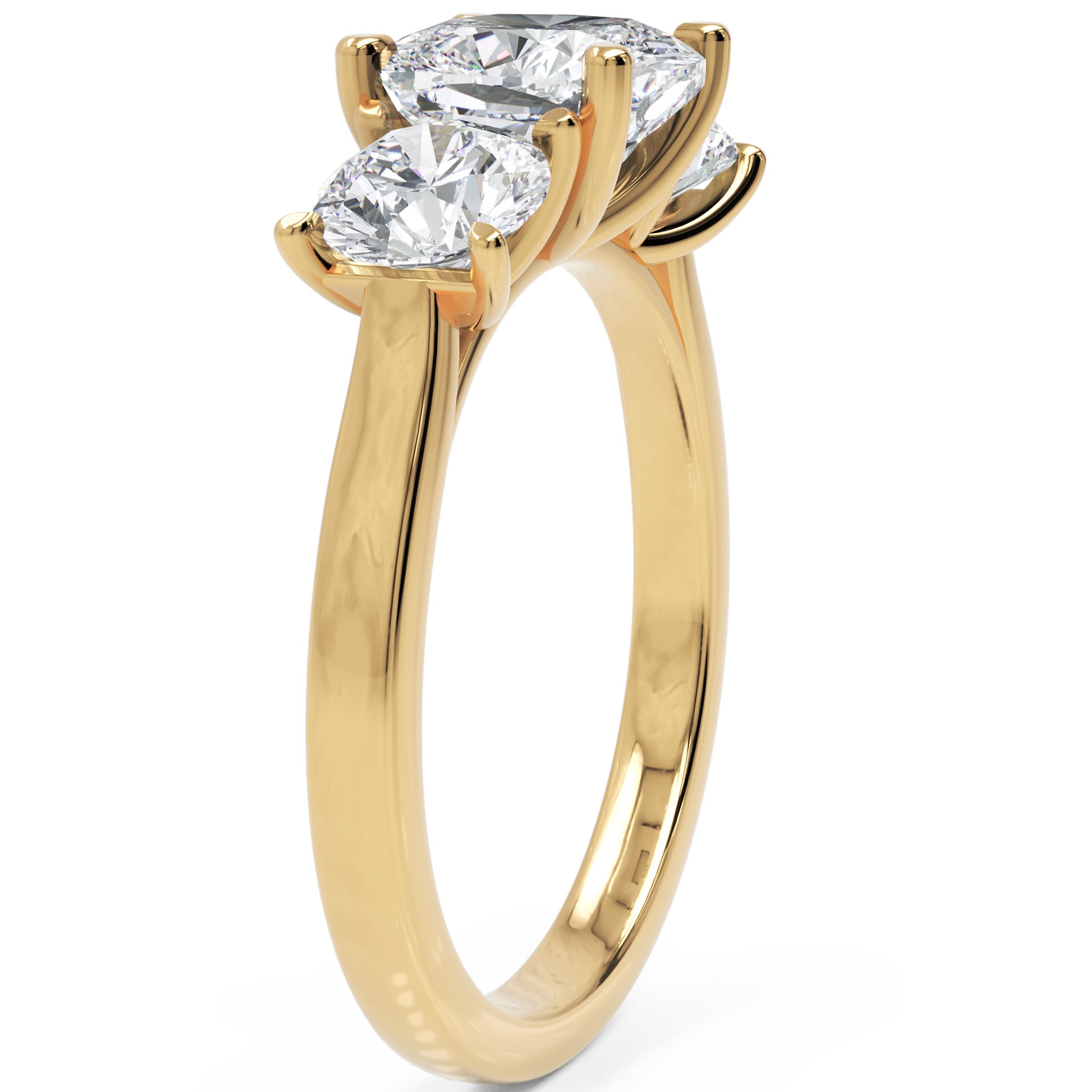 Inel de Logodnă Sabrina din Aur 14k cu Trei Moissanite de 2.45 ct din 14k Aur Galben - Castelo.ro