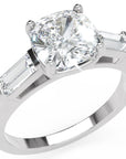 Inel de Logodnă Genovese din Aur 14k cu Trei Moissanite de 1.9 ct din 14k Aur Alb - Castelo.ro
