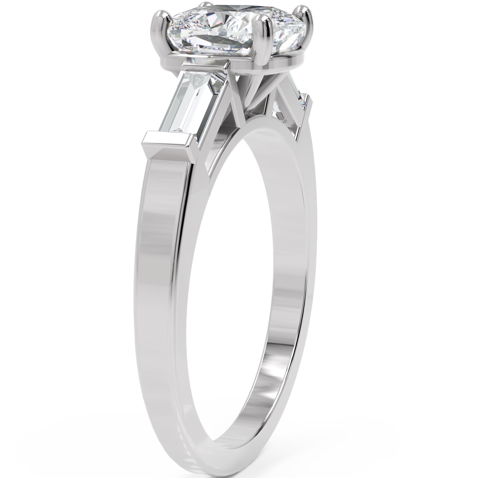 Inel de Logodnă Genovese din Aur 14k cu Trei Moissanite de 1.9 ct din 14k Aur Alb - Castelo.ro