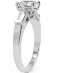 Inel de Logodnă Genovese din Aur 14k cu Trei Moissanite de 1.9 ct din 14k Aur Alb - Castelo.ro