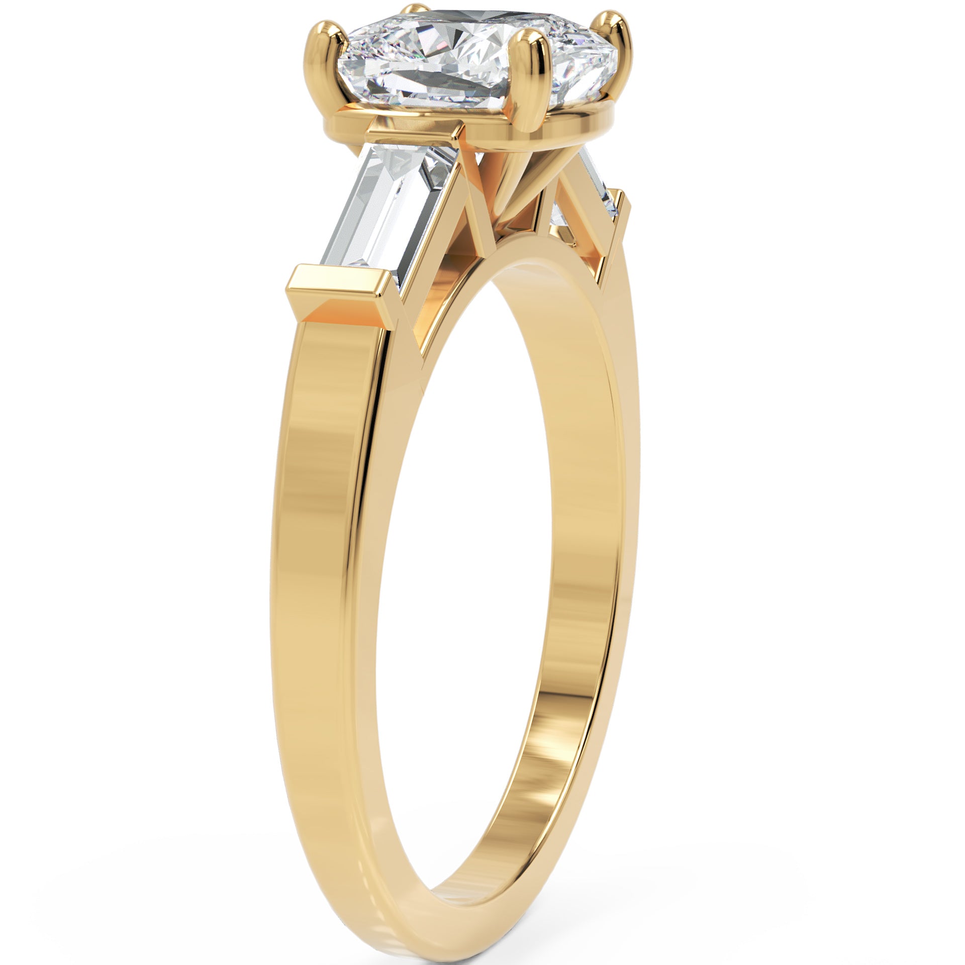 Inel de Logodnă Genovese din Aur 14k cu Trei Moissanite de 1.9 ct din 14k Aur Galben - Castelo.ro