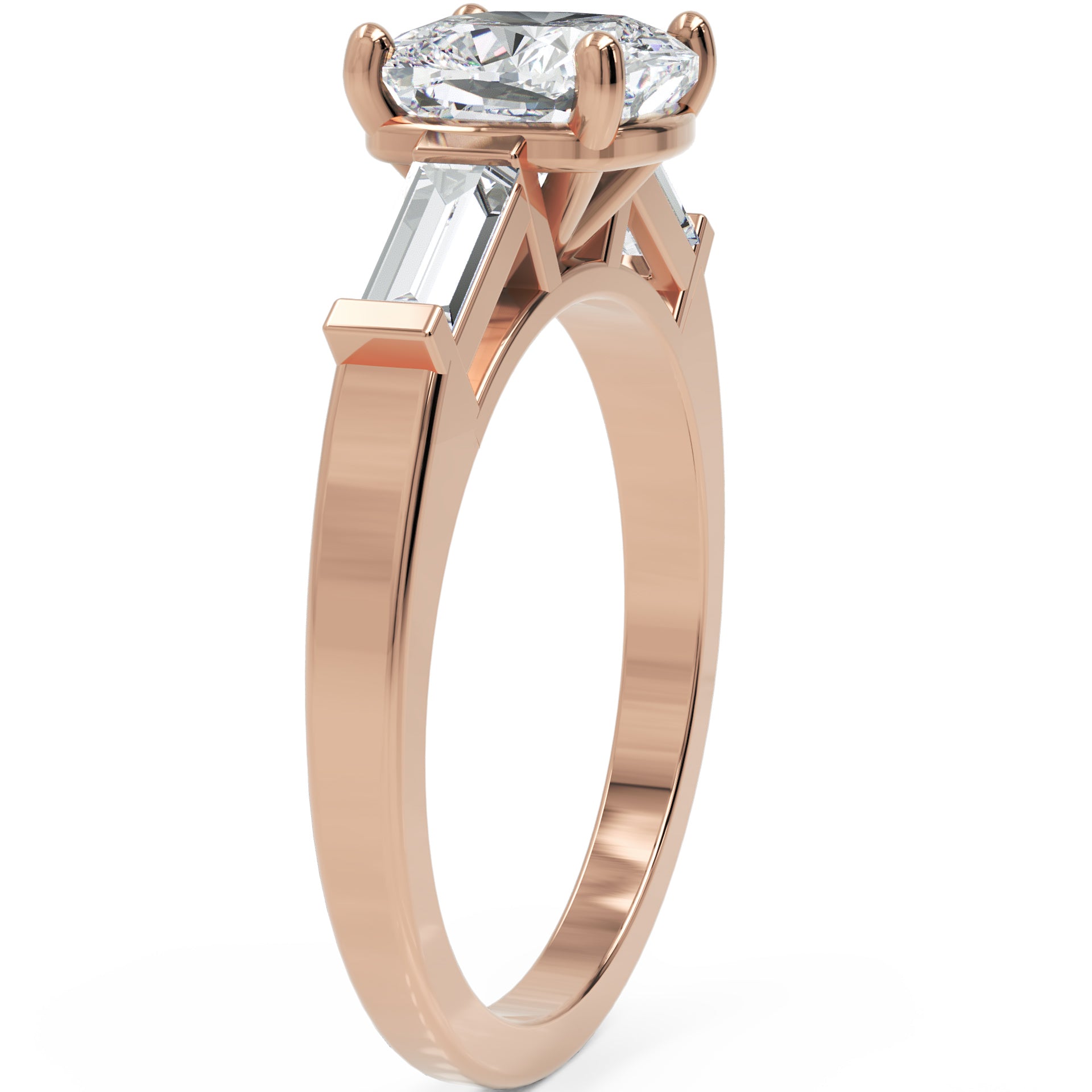Inel de Logodnă Genovese din Aur 14k cu Trei Moissanite de 1.9 ct din 14k Aur Roz - Castelo.ro