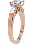 Inel de Logodnă Genovese din Aur 14k cu Trei Moissanite de 1.9 ct din 14k Aur Roz - Castelo.ro