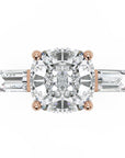 Inel de Logodnă Genovese din Aur 14k cu Trei Moissanite de 1.9 ct din 14k Aur Roz - Castelo.ro