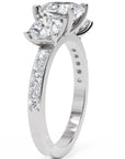 Inel de Logodnă Grand Prix din Aur 14k cu Trei Moissanite de 2.6 ct din 14k Aur Alb - Castelo.ro