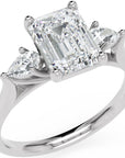 Inel de Logodnă Emerald & Pear cu Trei Moissanite de 1.6 ct din Platina - Castelo.ro