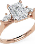 Inel de Logodnă Emerald & Pear cu Trei Moissanite de 1.6 ct din 18k Aur Roz - Castelo.ro