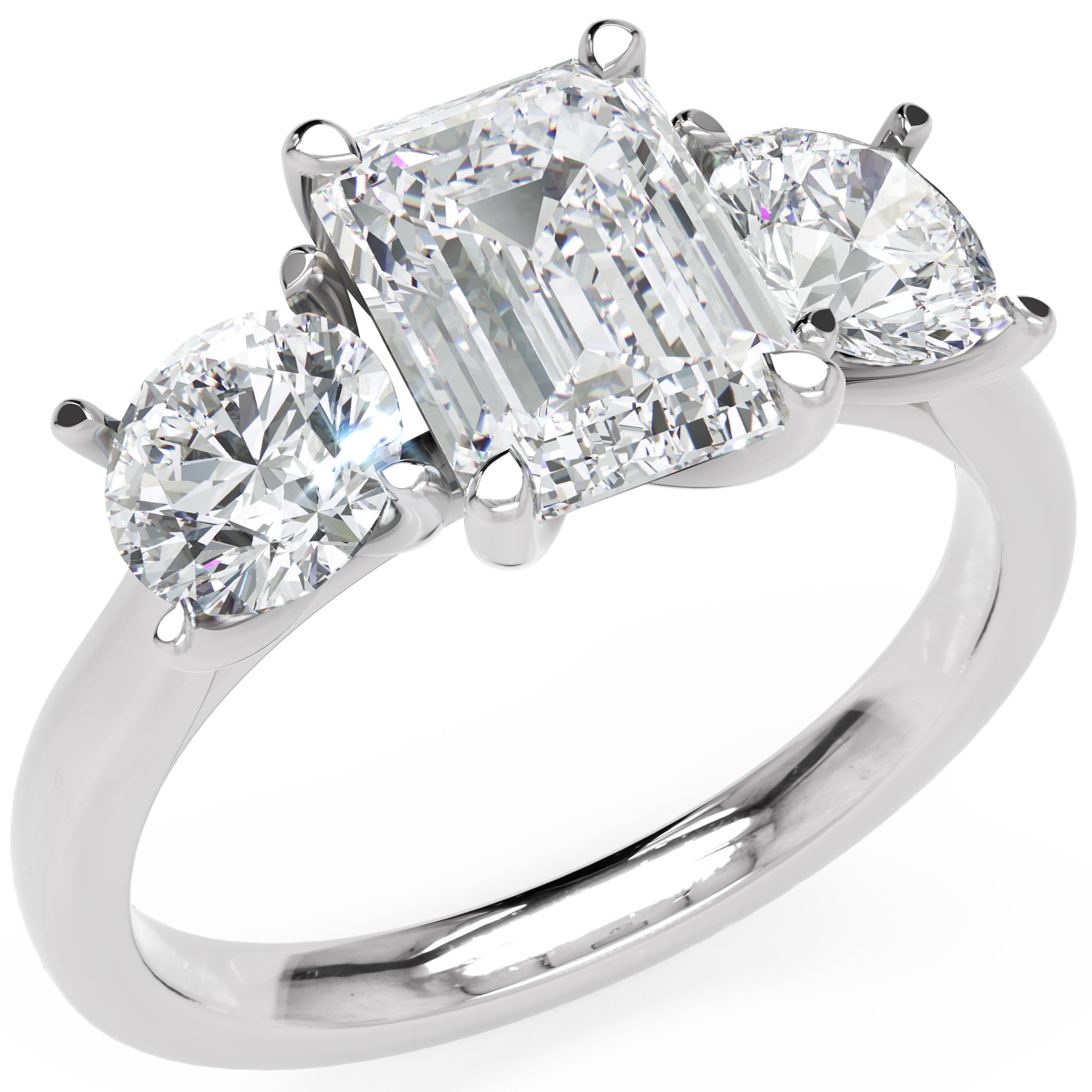 Inel de Logodnă Via di Emeralde cu Trei Moissanite de 2.4 ct din Platina - Castelo.ro