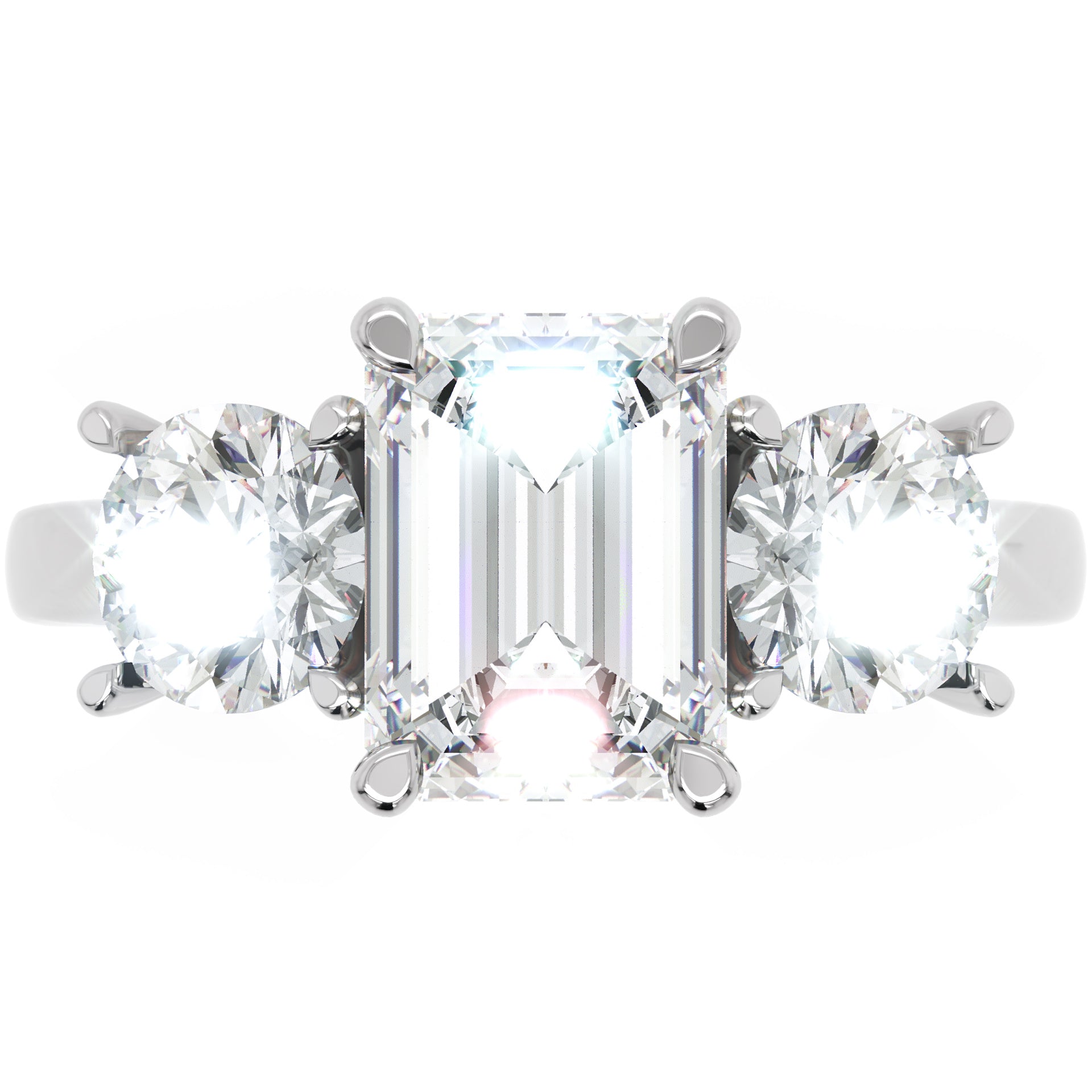Inel de Logodnă Via di Emeralde cu Trei Moissanite de 2.4 ct din Platina - Castelo.ro