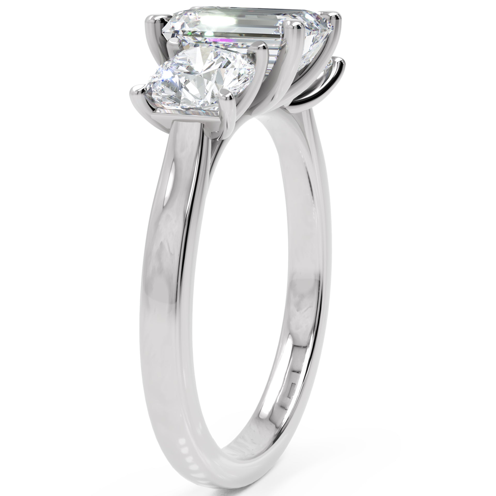 Inel de Logodnă Via di Emeralde cu Trei Moissanite de 2.4 ct din Platina - Castelo.ro
