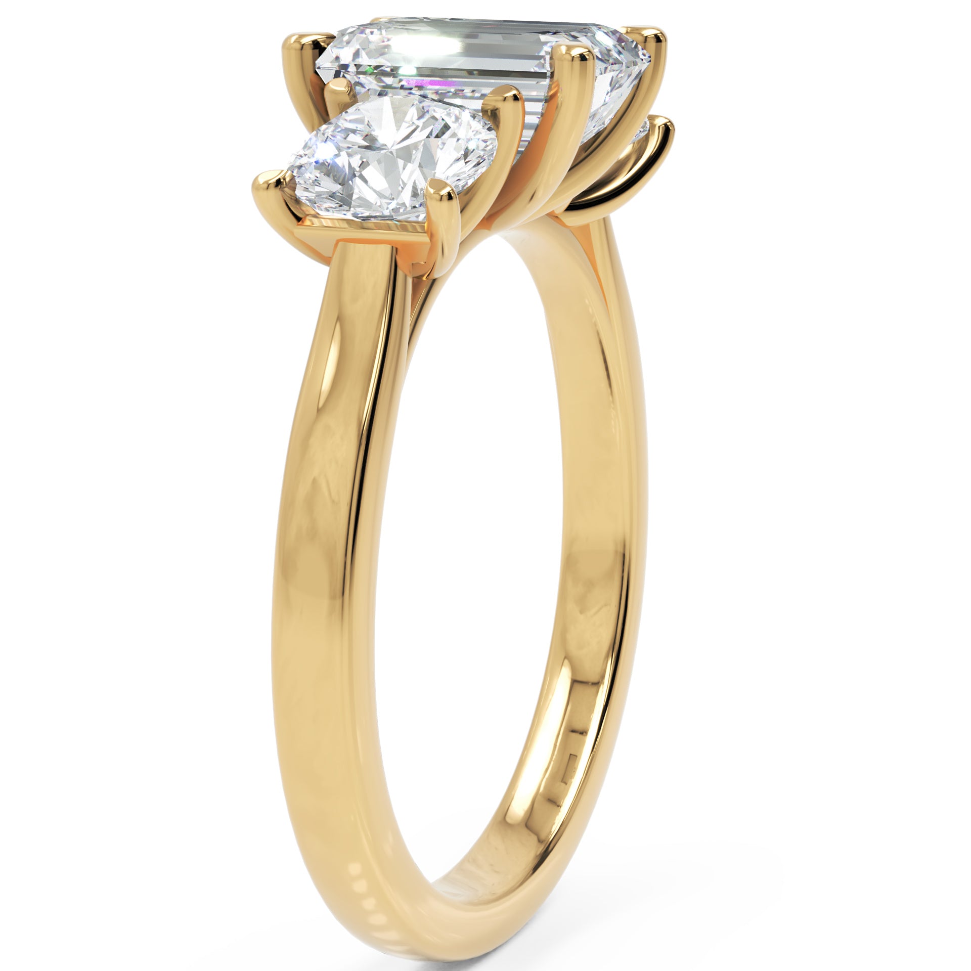 Inel de Logodnă Via di Emeralde cu Trei Moissanite de 2.4 ct din 18k Aur Galben - Castelo.ro