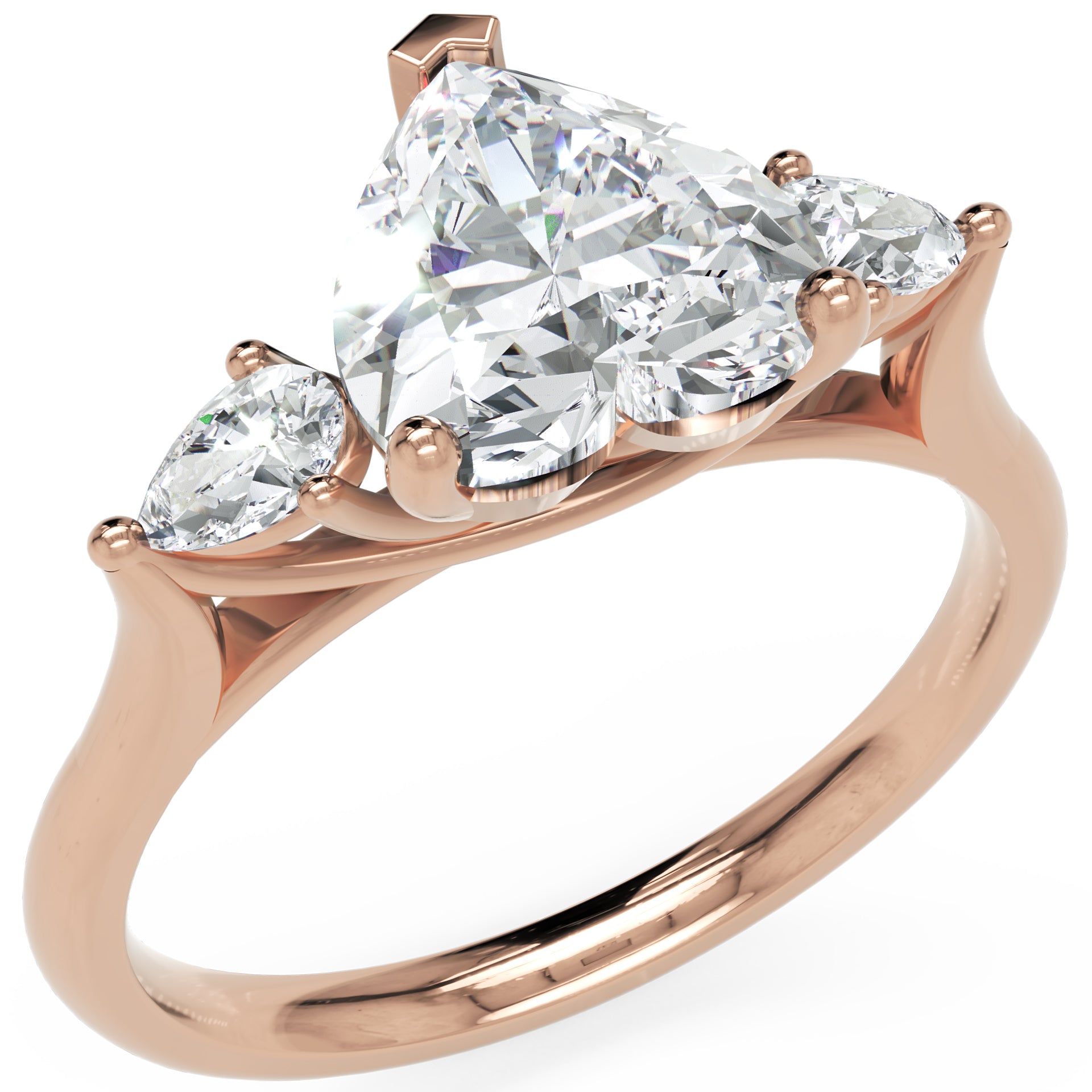 Inel de Logodnă Eternal Heart cu Trei Diamante Create în Laborator de 1.7 ct