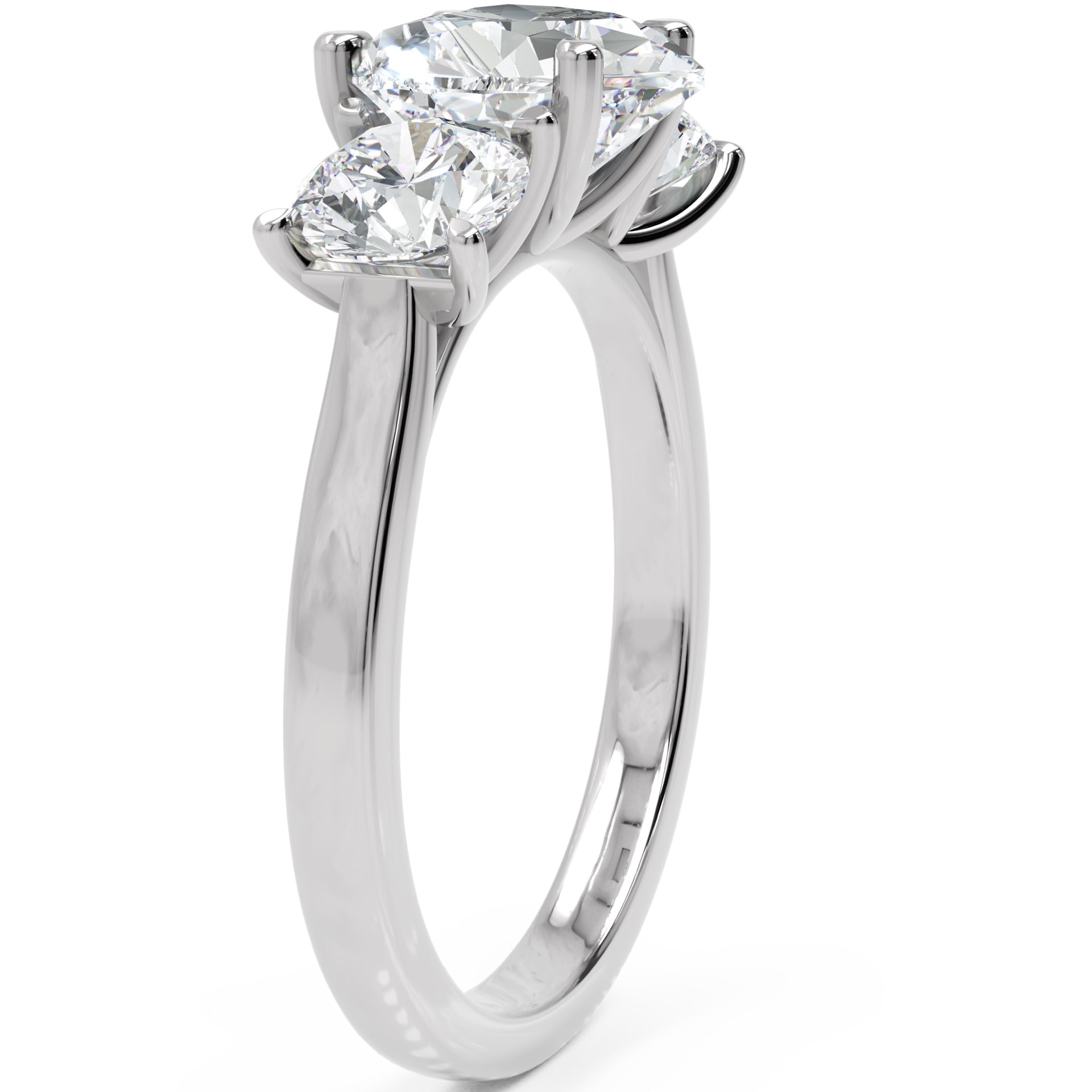Inel de Logodnă Forever Heart din Aur 14k cu Trei Moissanite de 2.4 ct din 14k Aur Alb - Castelo.ro