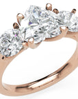 Inel de Logodnă Forever Heart din Aur 14k cu Trei Moissanite de 2.4 ct din 14k Aur Roz - Castelo.ro