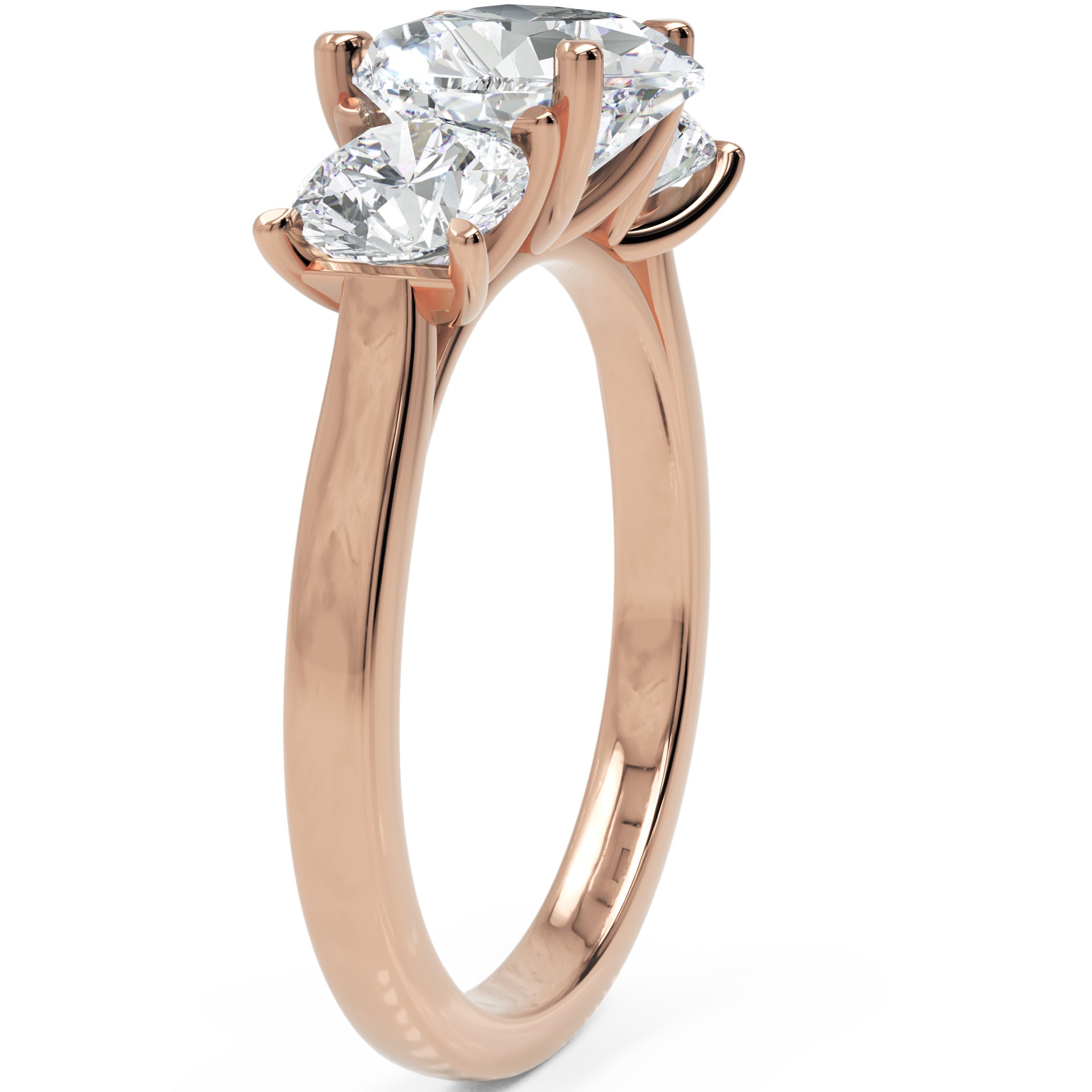 Inel de Logodnă Forever Heart din Aur 14k cu Trei Moissanite de 2.4 ct din 14k Aur Roz - Castelo.ro