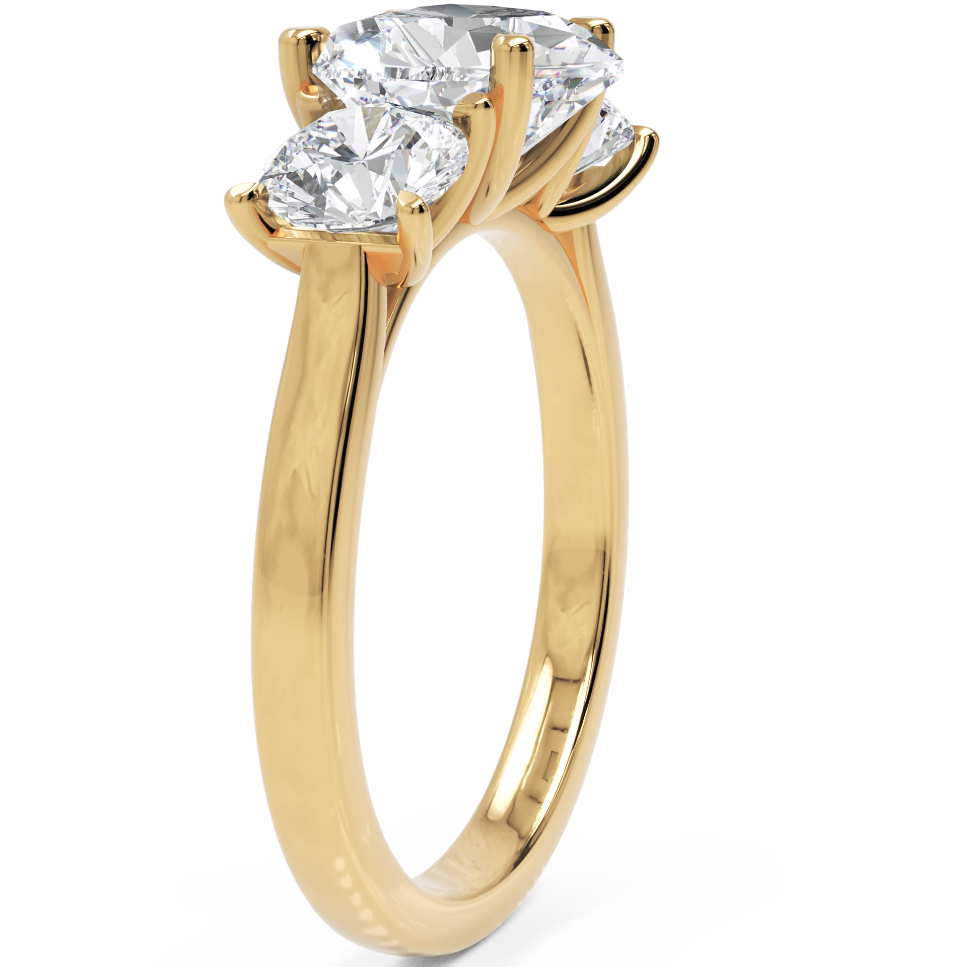 Inel de Logodnă Forever Heart din Aur 14k cu Trei Moissanite de 2.4 ct din 14k Aur Galben - Castelo.ro
