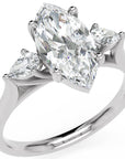 Inel de Logodnă Heart Pave din Aur 14k cu Trei Moissanite de 2.6 ct din 14k Aur Alb - Castelo.ro