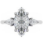 Inel de Logodnă Marquise x Ducesse cu Trei Moissanite de 1.6 ct din Platina - Castelo.ro