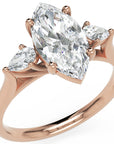 Inel de Logodnă Heart Pave din Aur 14k cu Trei Moissanite de 2.6 ct din 14k Aur Roz - Castelo.ro