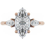 Inel de Logodnă Marquise x Ducesse cu Trei Moissanite de 1.6 ct din 18k Aur Roz - Castelo.ro