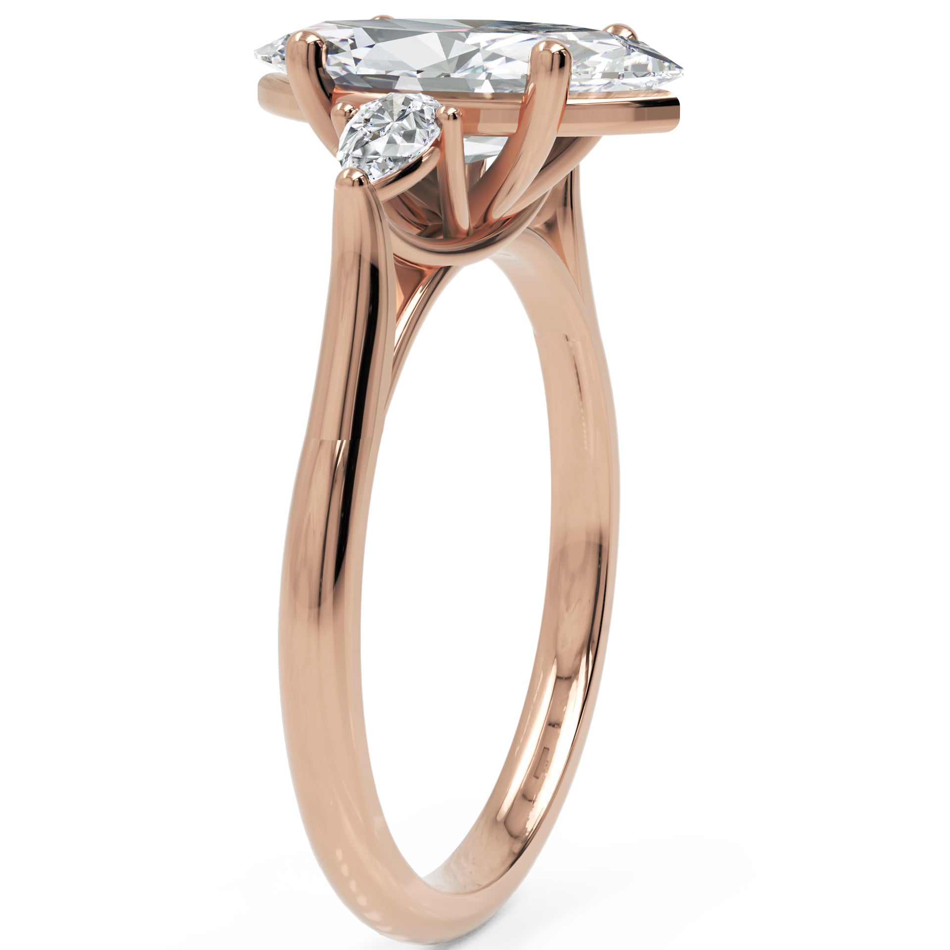 Inel de Logodnă Heart Pave din Aur 14k cu Trei Moissanite de 2.6 ct din 14k Aur Roz - Castelo.ro