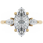 Inel de Logodnă Marquise x Ducesse cu Trei Moissanite de 1.6 ct din 18k Aur Galben - Castelo.ro