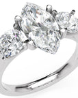 Inel de Logodnă Marquise du Chateau cu Trei Diamante Naturale de 2.3 ct