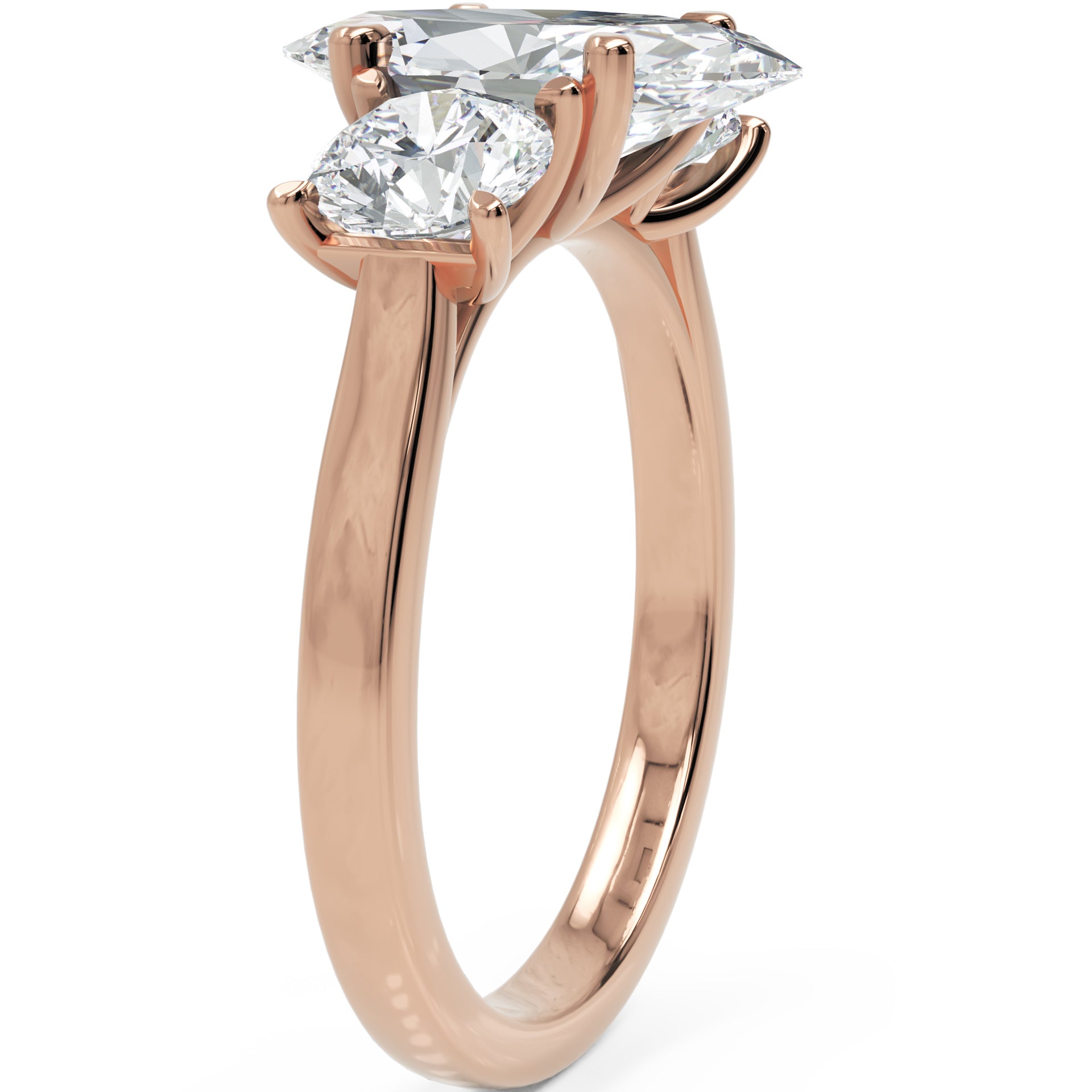 Inel de Logodnă Marquise du Chateau cu Trei Diamante Naturale de 2.3 ct