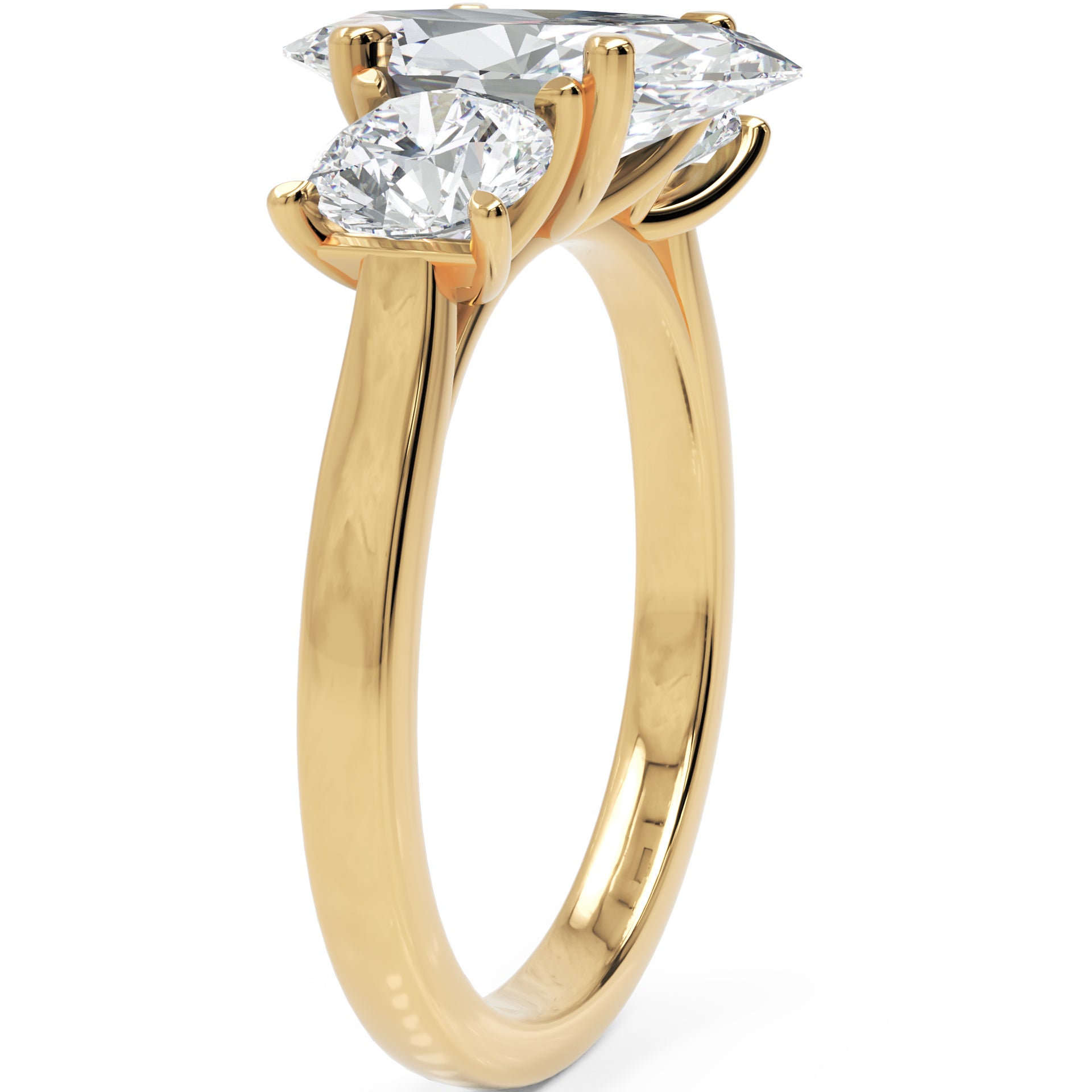 Inel de Logodnă Marquise du Chateau cu Trei Diamante Naturale de 2.3 ct