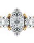 Inel de Logodnă Marquise du Chateau cu Trei Diamante Naturale de 2.3 ct