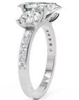 Inel de Logodnă Marquise x Contesse din Aur 14k cu Trei Moissanite de 2.5 ct din 14k Aur Alb - Castelo.ro